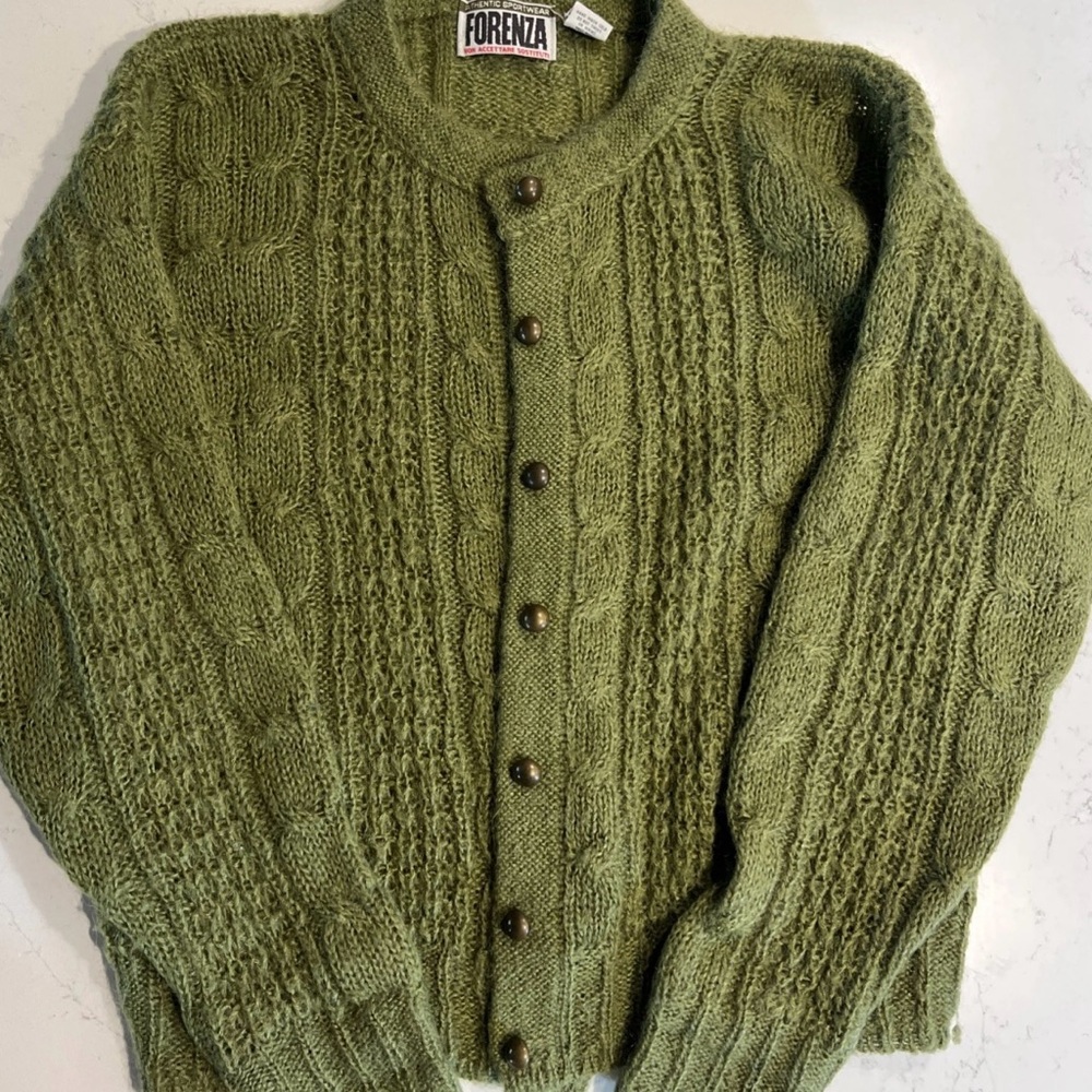 Forenza women Green Cable Knit Sweater mohair